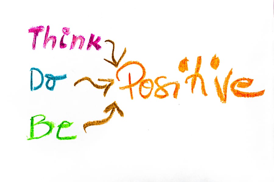 Think Positive colorful hand writing on paper positive thinking conceptual image