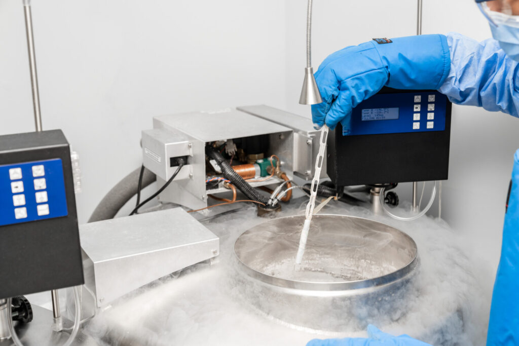 A Liquid Nitrogen Bank Containing Sperm and Eggs Samples